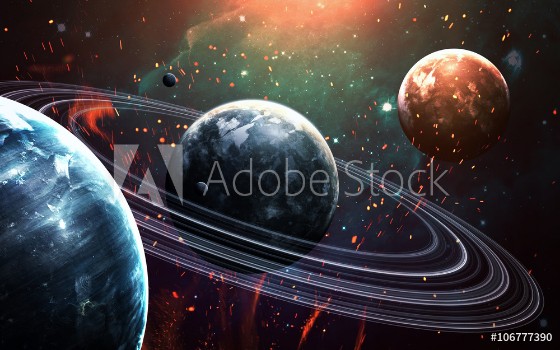 Bild på Universe scene with planets stars and galaxies in outer space showing the beauty of space exploration Elements furnished by NASA